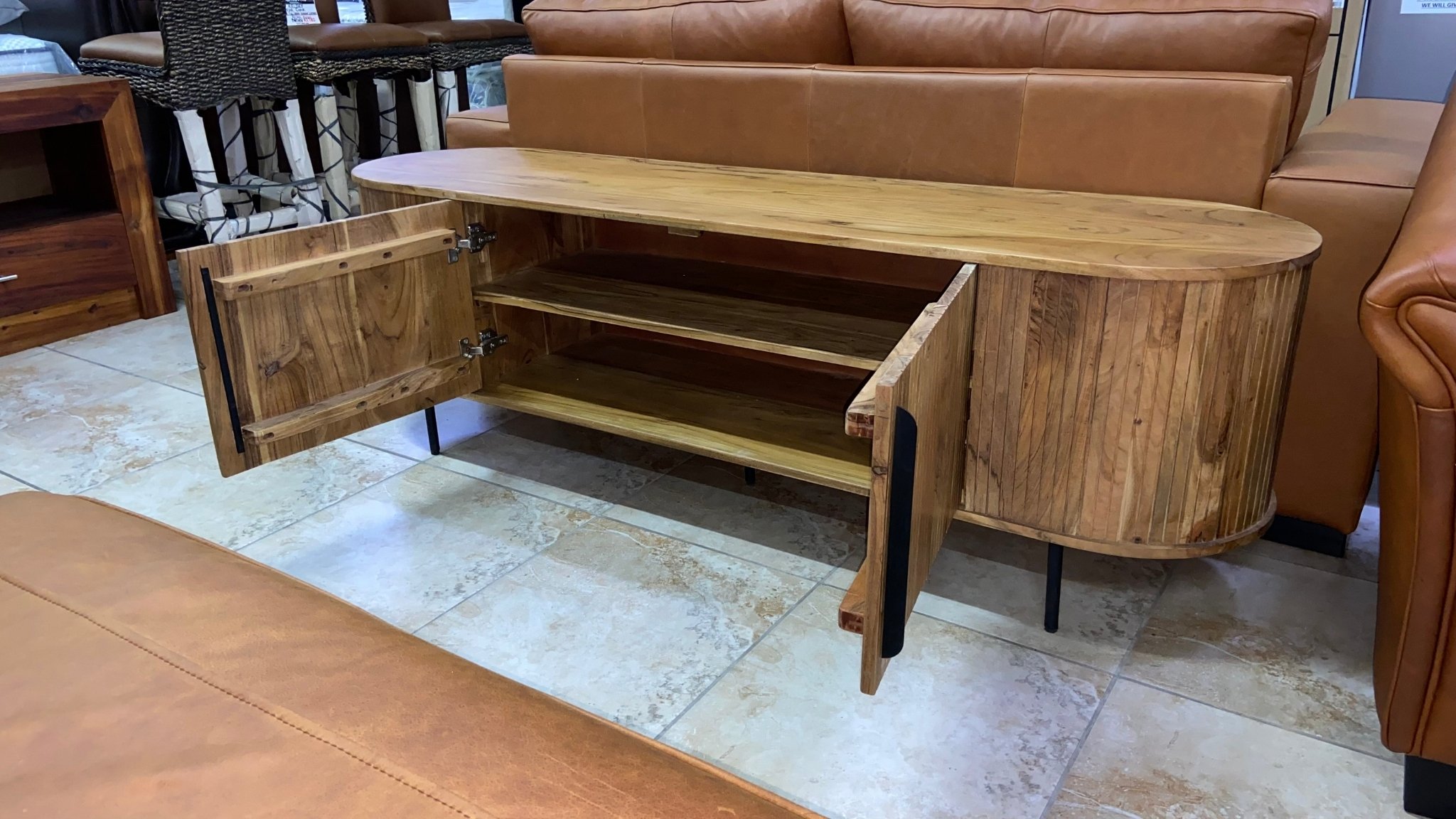 Tavlo Solid Acacia Wood Plasma TV Unit Side View